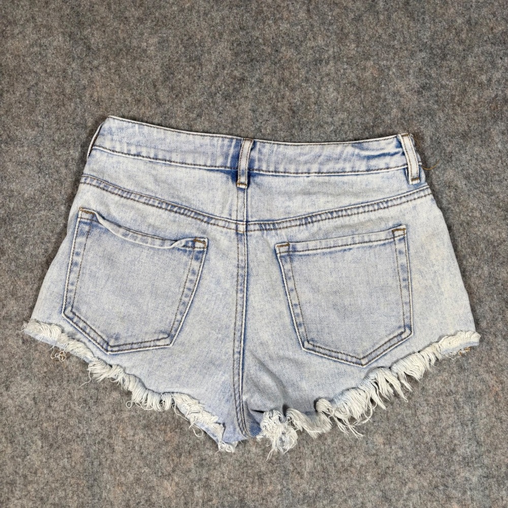 PacSun High Rise Festival Short Womens 26 Light Blue Excellent Distressed Frayed - Picture 2 of 11